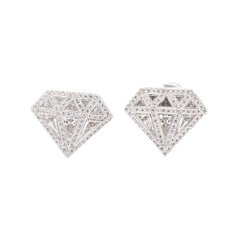 Diamond Shaped 2 CTTW Diamond Stud in 18K White Gold Earrings