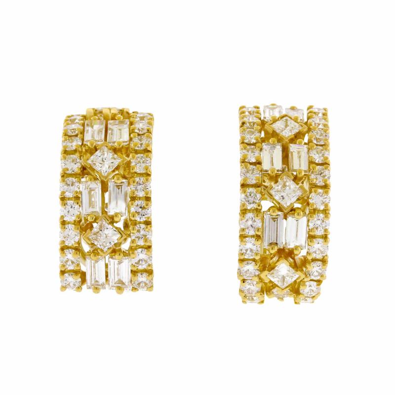 Diamond Wide Gold Hoop Earrings