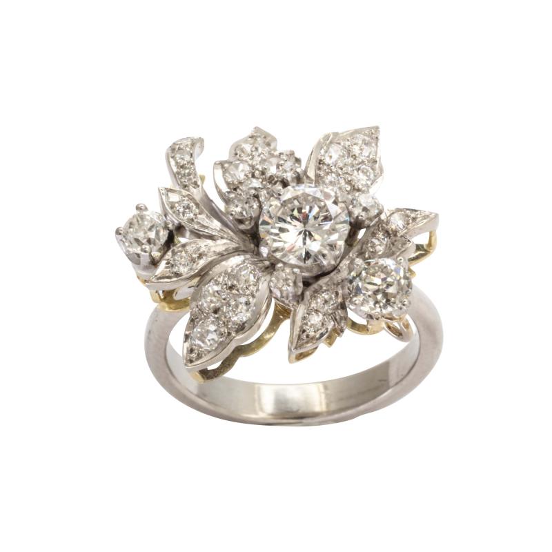 Diamond and Platinum Flower Ring