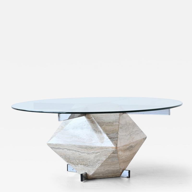 Diamond shaped coffee table in travertine mid century Italy 1960