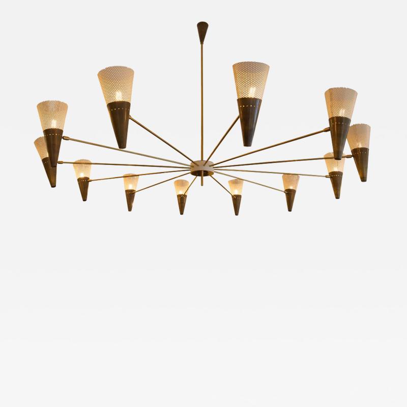 Diego Mardegan VINTAGE BRASS AND IVORY COLOUR SHADES CEILING LIGHT
