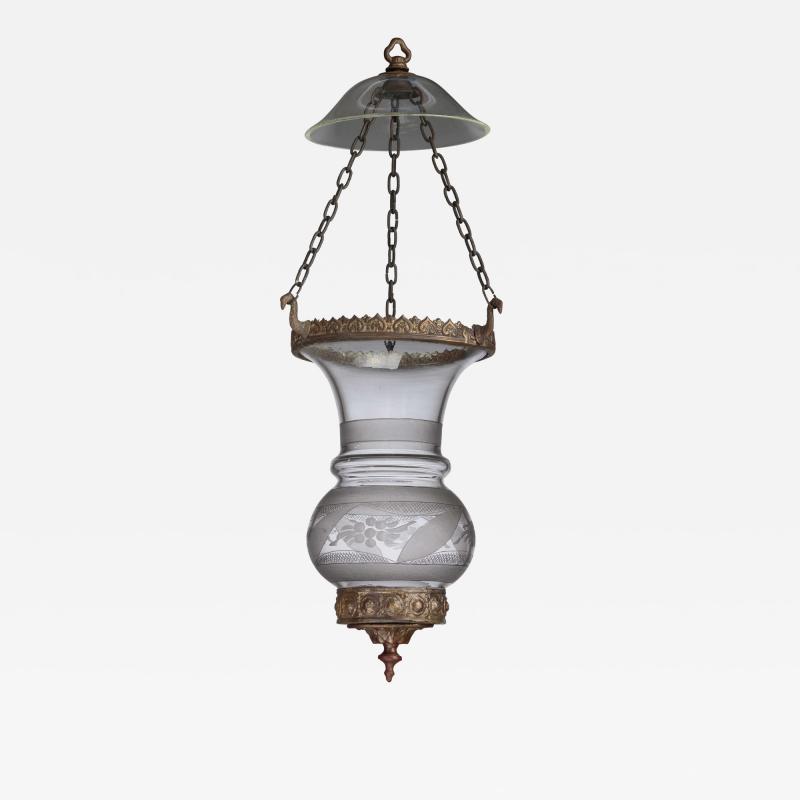 Diminutive Colorless Glass Pendant Hall Lantern