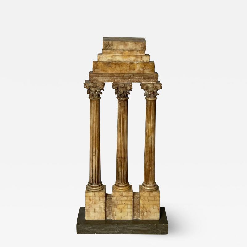 Diminutive Italian Grand Tour Model of Ruins Sienna Marble Statue Sculpture