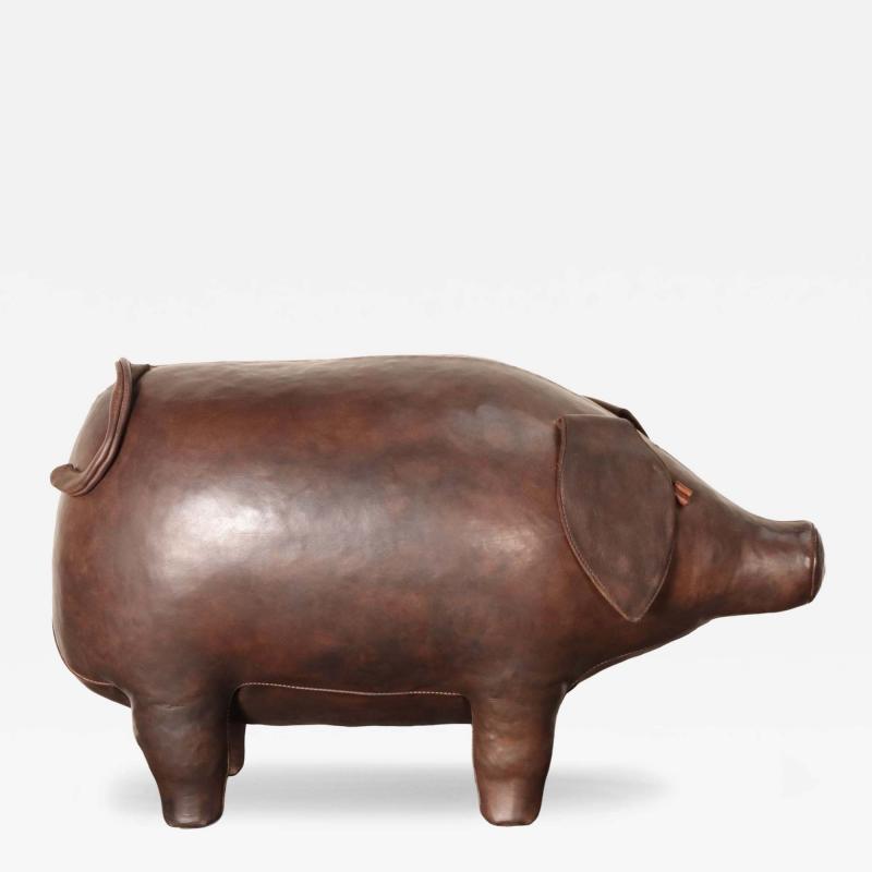 Dimitri Omersa Vintage Leather Pig Footstool by Dimitri Omersa for Abercrombie and Fitch