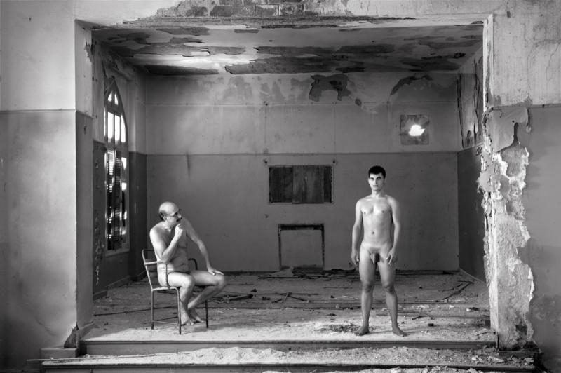 Dimitris Yeros Artist model in ruined hotel