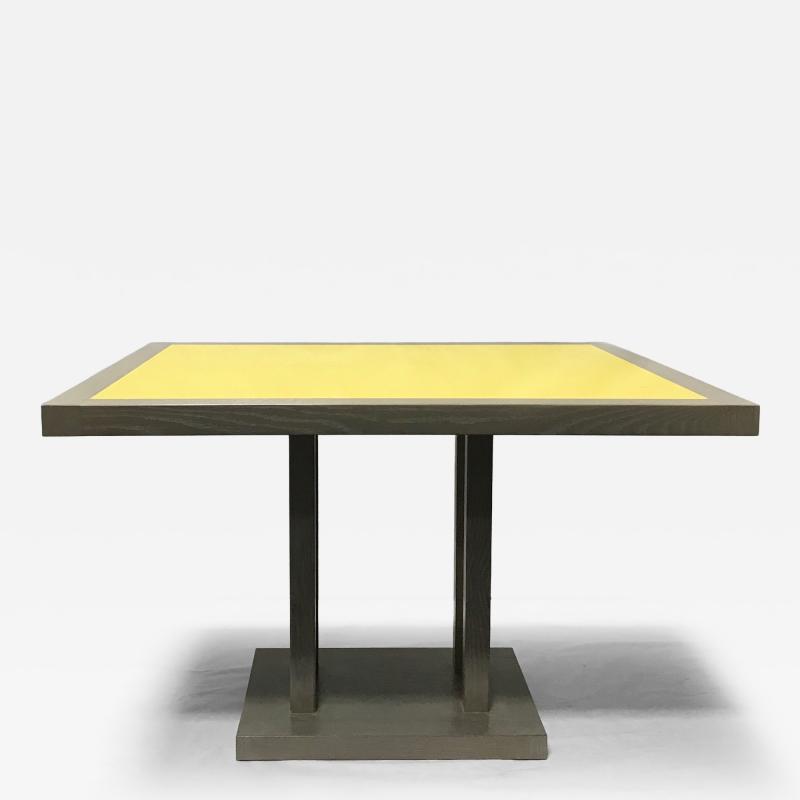 Dining table cerused oak with laquered yellow top