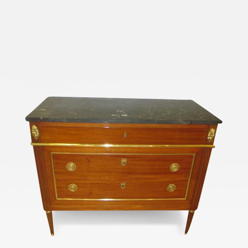 Directoire Style Bronze Mounted Mahogany Marble Top Commode