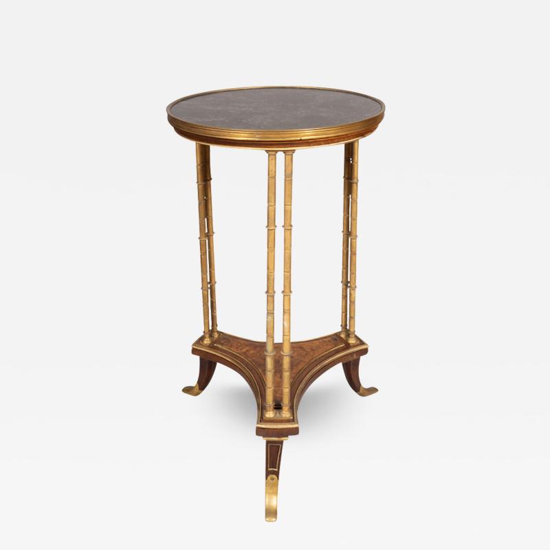 Directoire Style Bronze and Burl Walnut Gu ridon