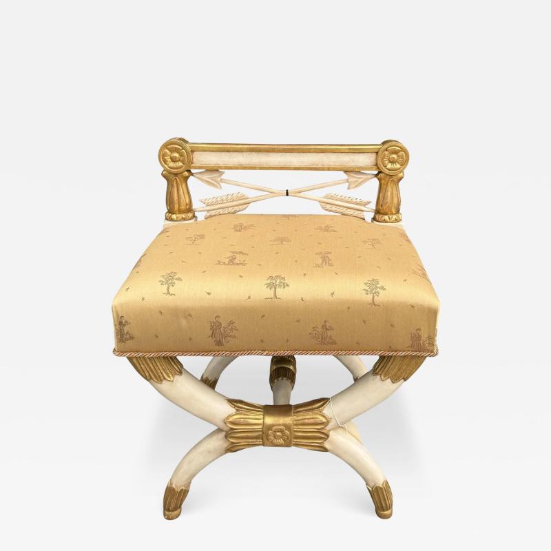 Directoire Style Giltwood Saber Leg Vanity Bench Stool