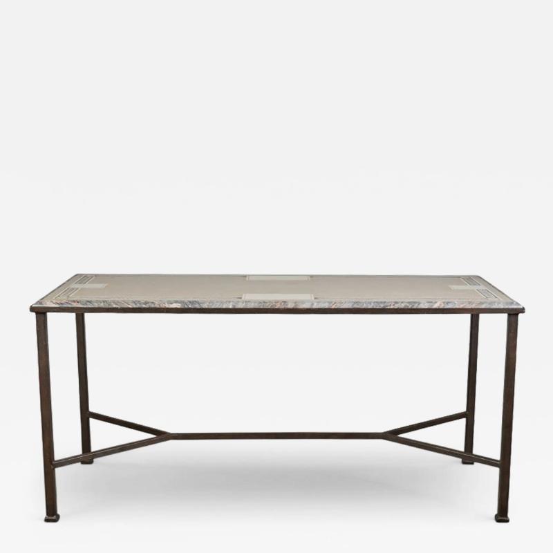 Directoire Style Italian Wrought Iron Scagliola Marble Table