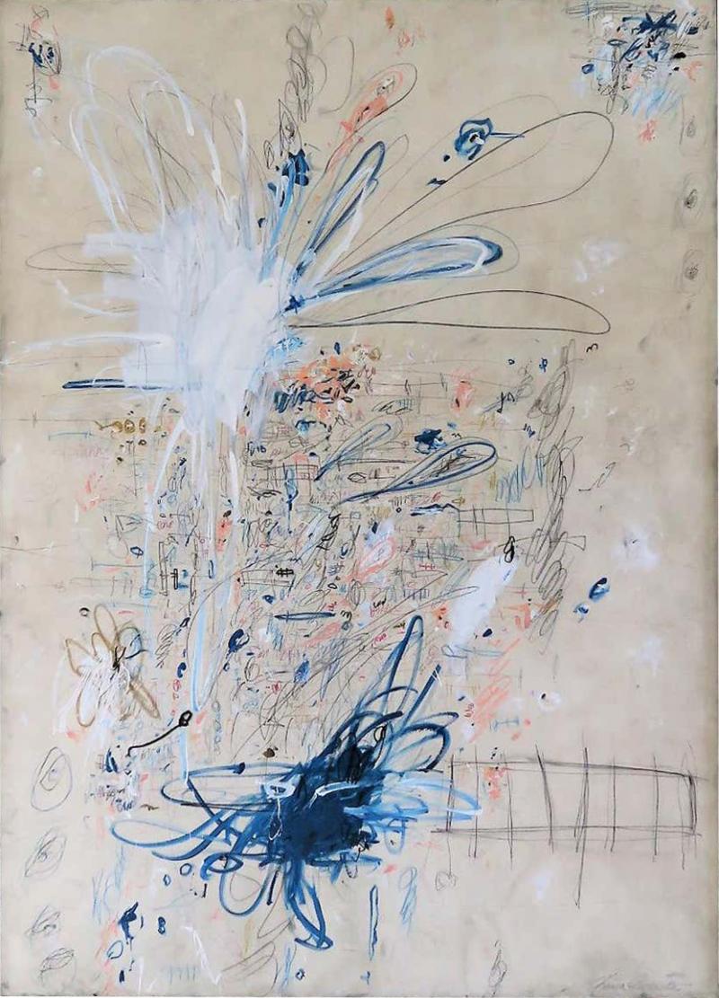 Divine Innocence Acrylic Oil Pastels and Pencil Abstract Painting 7ftx5ft