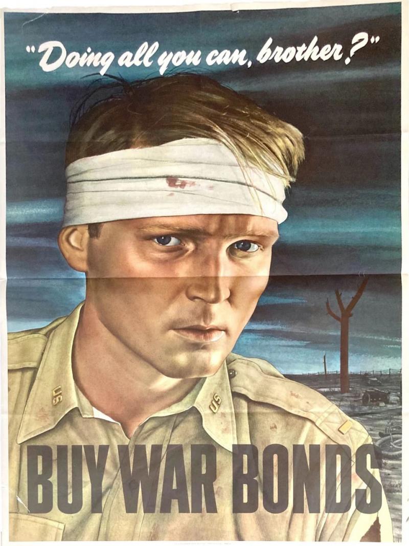 Doing all you can Brother Buy War Bonds Vintage WWII Poster 1943