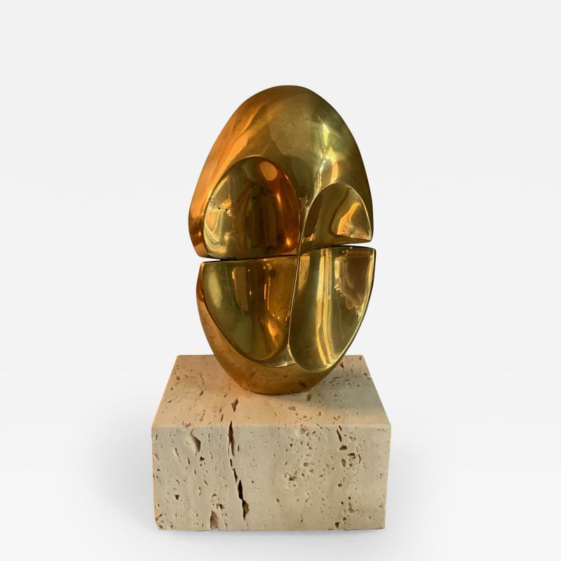 Domenico Calabrone Brazilian Bronze Travertine Miniature Sculpture By Domenico Calabrone 1970s