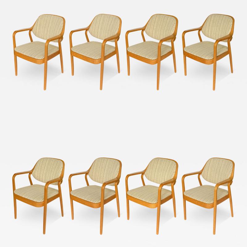 Don Pettit Set of 8 Model 1105 Oak Dining Chairs by Don Pettit for Knoll