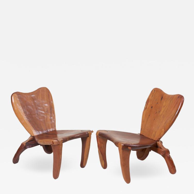 Don Shoemaker Pair of Craft Wooden Studio Lounge Chairs by Don Shoemaker Mexico 1960s