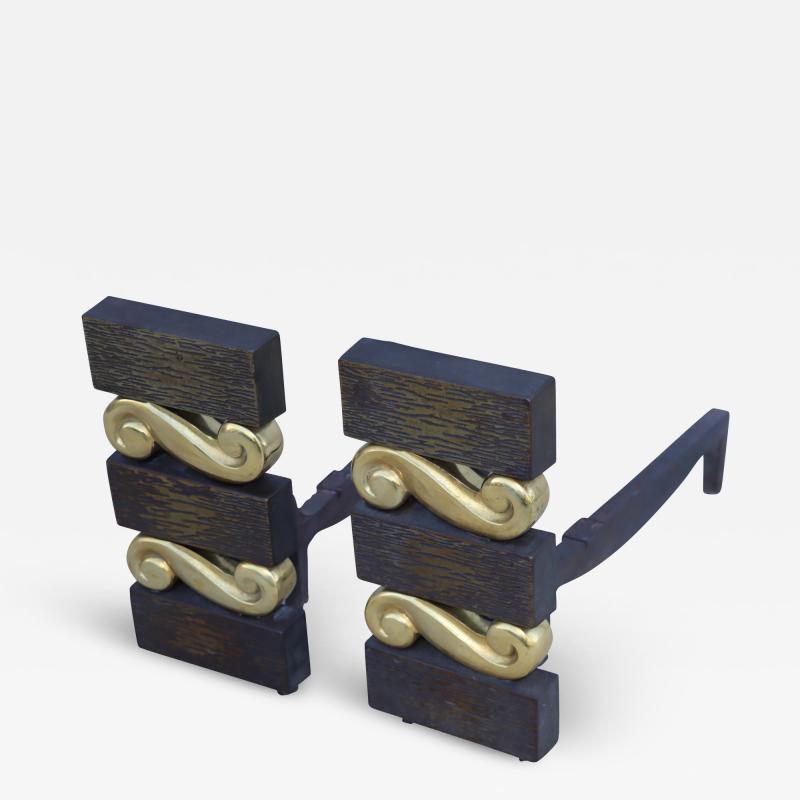 Donald Deskey 1950s Donald Deskey Art Deco Style Andirons