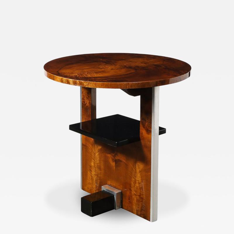 Donald Deskey Art Deco Burled Carpathian Elm Occasional Table by Donald Deskey for Widdicomb