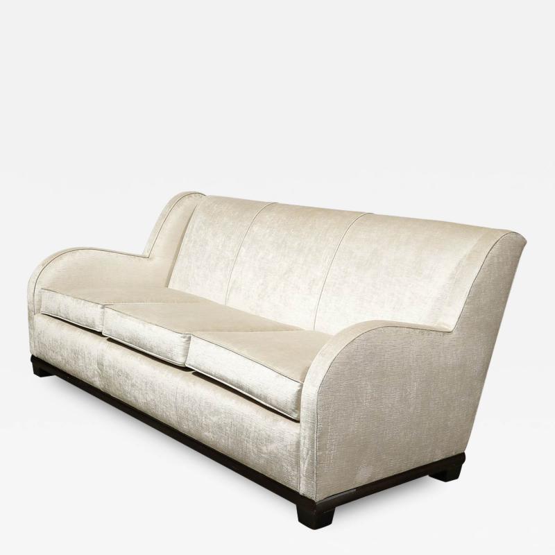 Donald Deskey Donald Deskey Art Deco Radio City Music Hall Sofa in Platinum Velvet