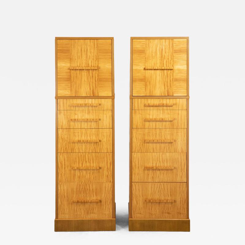 Donald Deskey Donald Deskey Art Deco Skyscraper Dressers in Highly Figured Avodire 1940s Pair