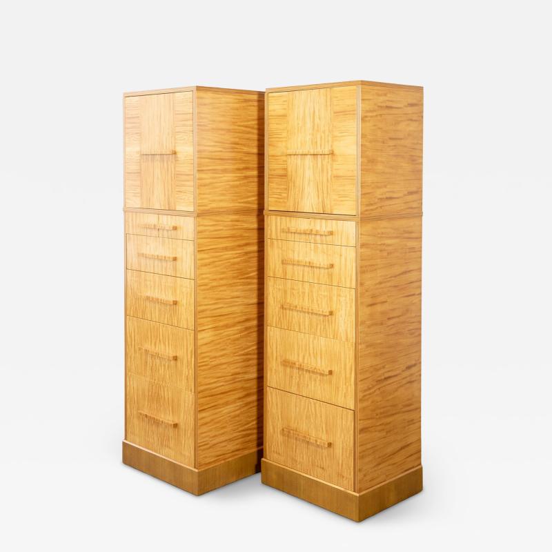 Donald Deskey Donald Deskey Art Deco Skyscraper Dressers in Highly Figured Avodire 1940s Pair