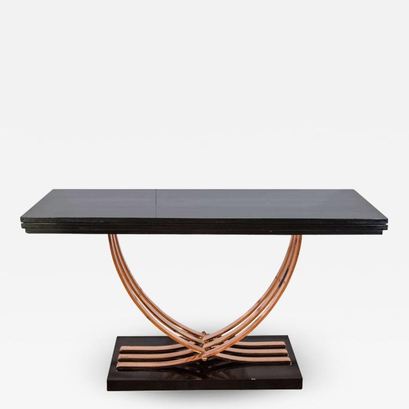 Donald Deskey MODERNIST ART DECO COPPER AND BLACK LACQUER CONSOLE DINING TABLE