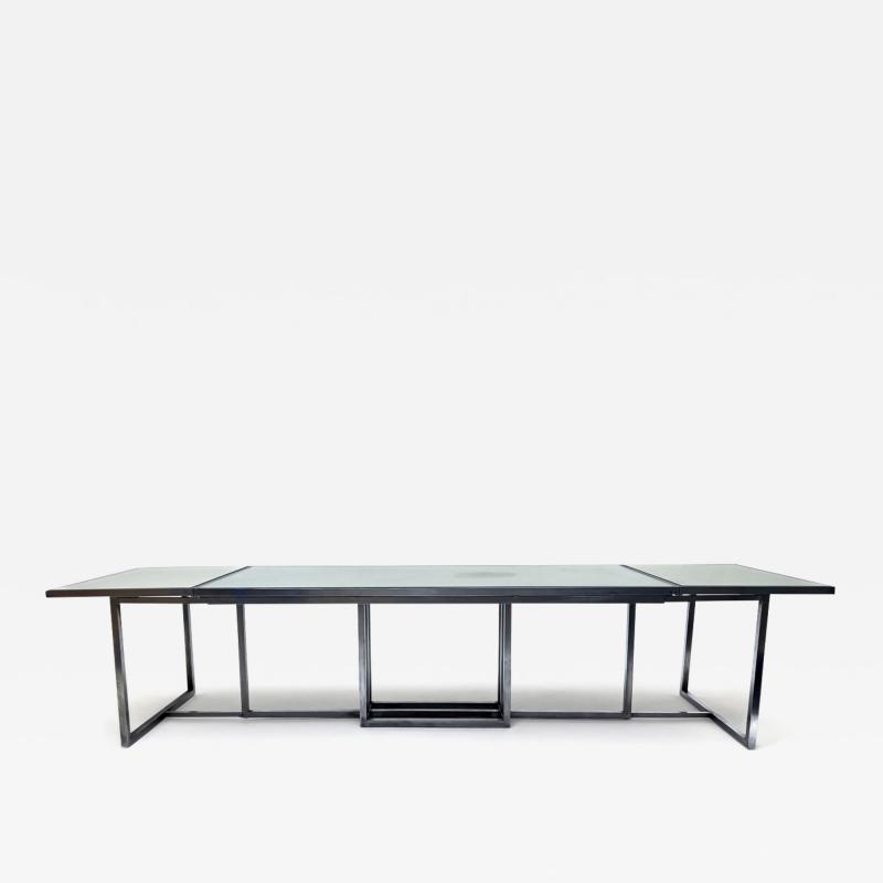 Donald Deskey MODERNIST ART DECO MIRRORED AND ALUMINUM EXTENDING DINING TABLE BY DONALD DESKEY