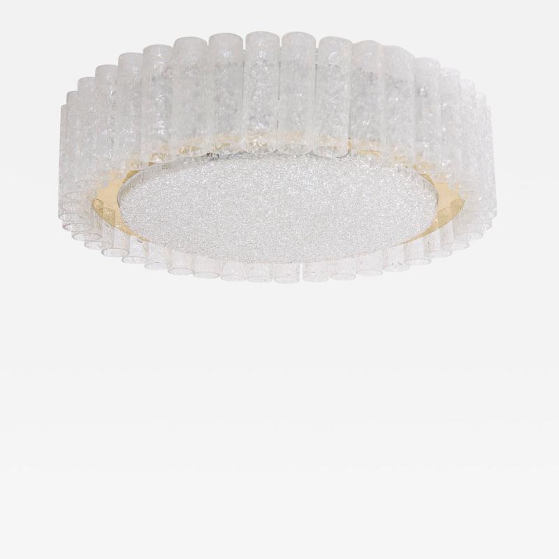 Doria Leuchten Extra Large Doria Glass Flush Mount or Sconce with Brass Surround