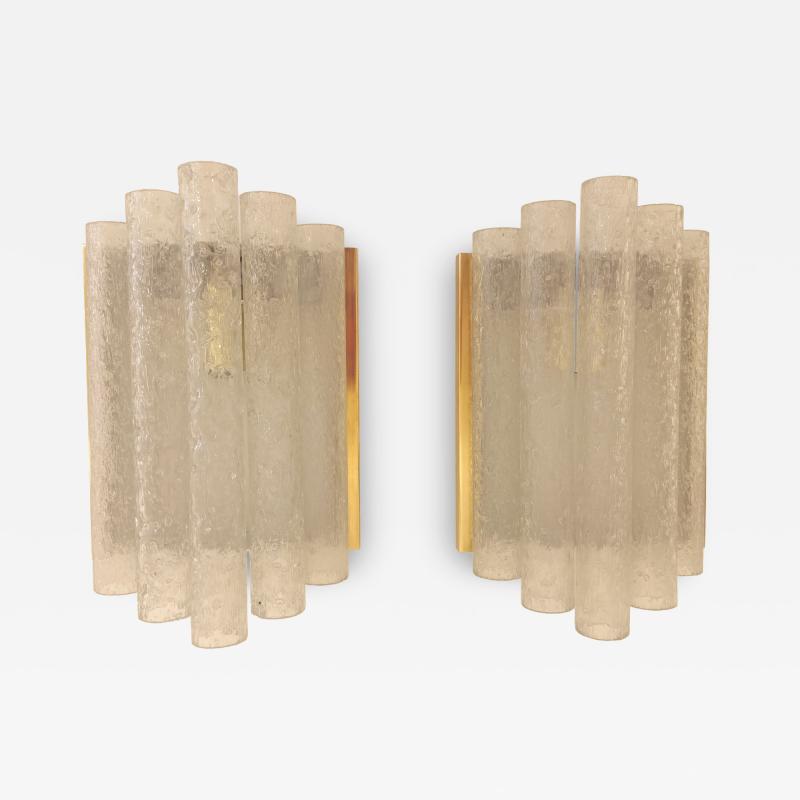 Doria Leuchten Pair of Doria Glass 1960s Mid Century Wall Lamps