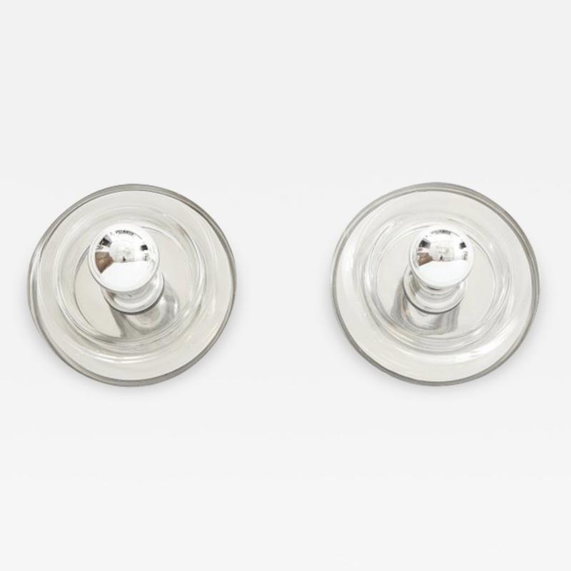 Doria Leuchten Pair of Minimalist Glass Donut Sconces Flush Mounts by Doria 
