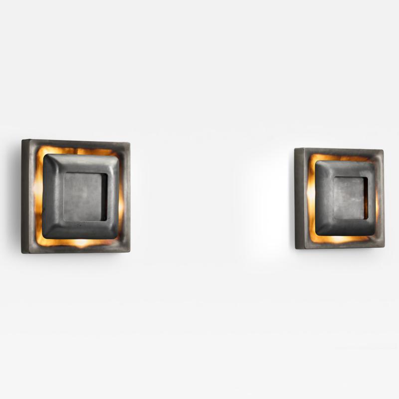 Doria Leuchten Pair of Steel Space Age Wall Lamps by Doria Germany 1960s