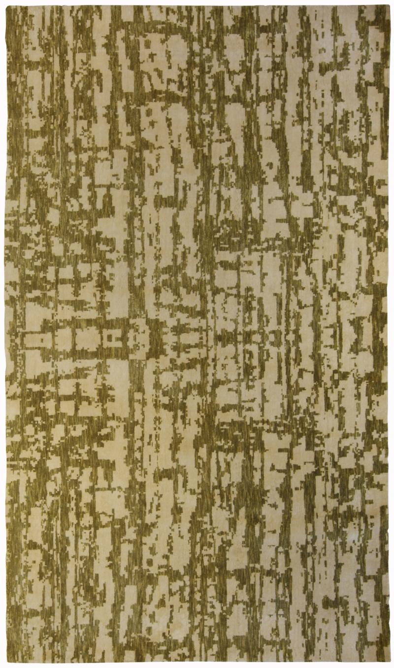 Doris Leslie Blau Collection Abstract Green Element in Hand knotted Silk I