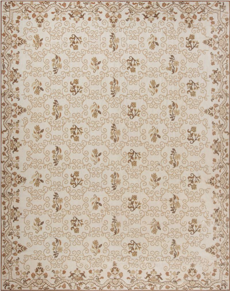 Doris Leslie Blau Collection Bessarabian Style White Beige Brown Wool Rug