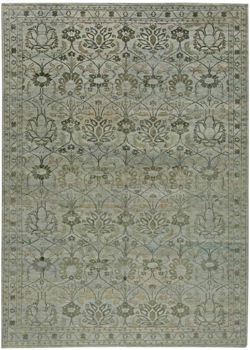 Doris Leslie Blau Collection Blue and Golden Beige Indian Inspired Design II Rug