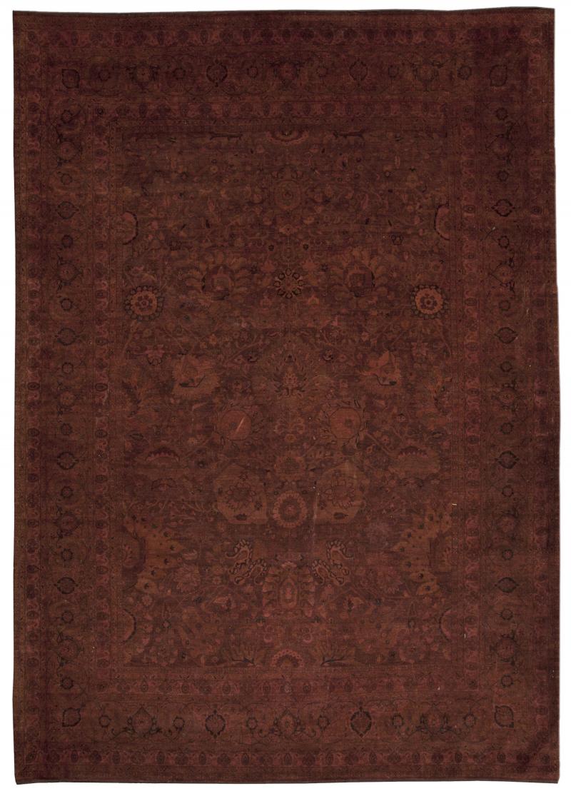 Doris Leslie Blau Collection Botanic Tabriz Burgundy and Brown Handmade Wool Rug