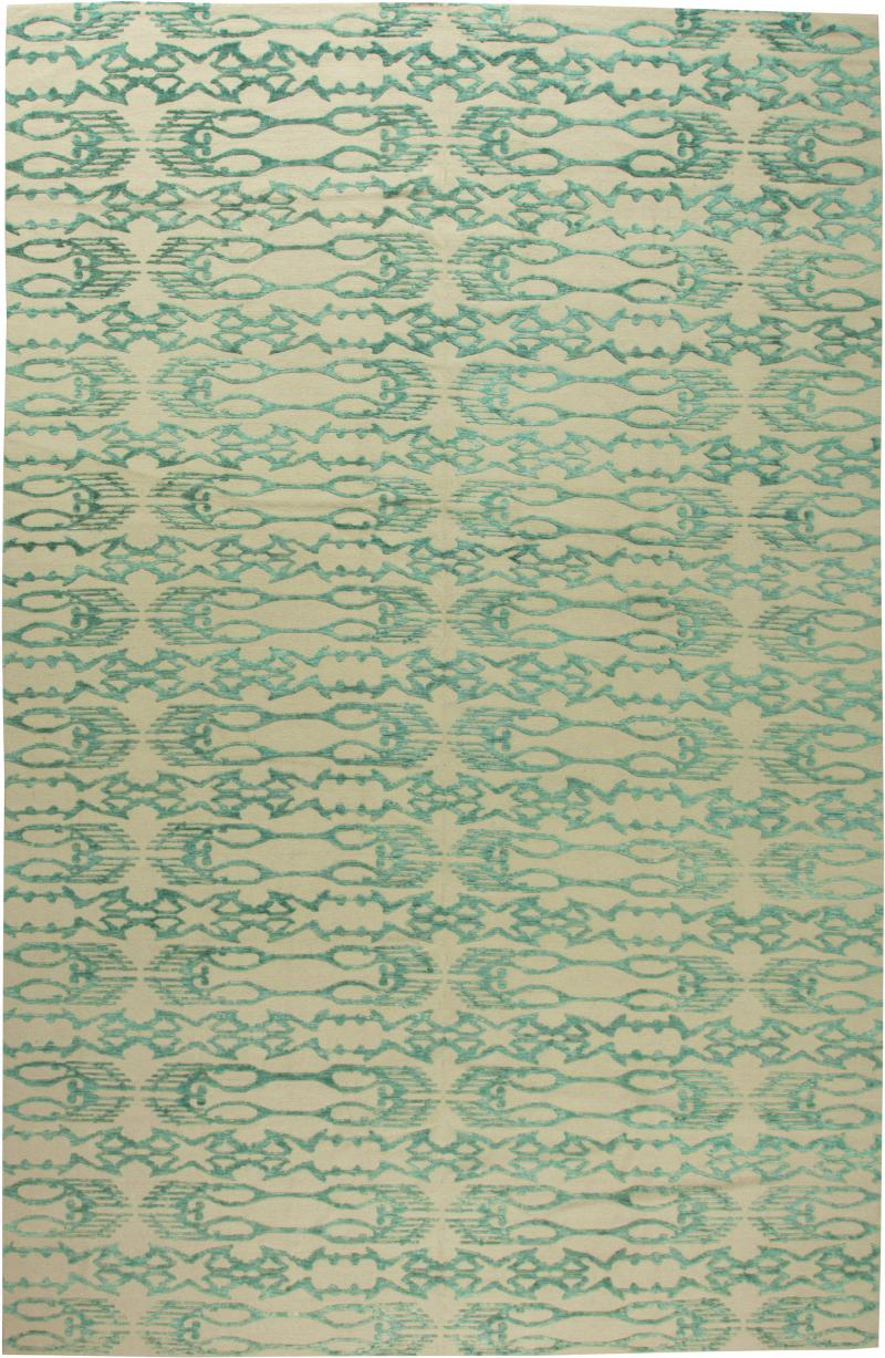Doris Leslie Blau Collection Contemporary Abstract Blue Ikat Silk Wool Rug