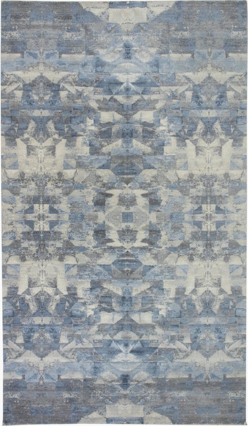 Doris Leslie Blau Collection Contemporary Art Deco Design Blue Gray Wool Rug