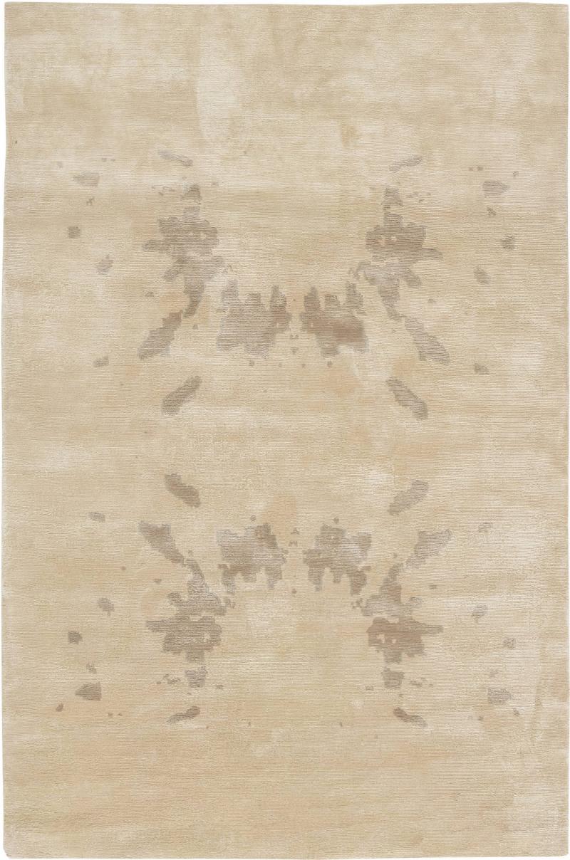 Doris Leslie Blau Collection Contemporary Botanic Beige Silk Rug