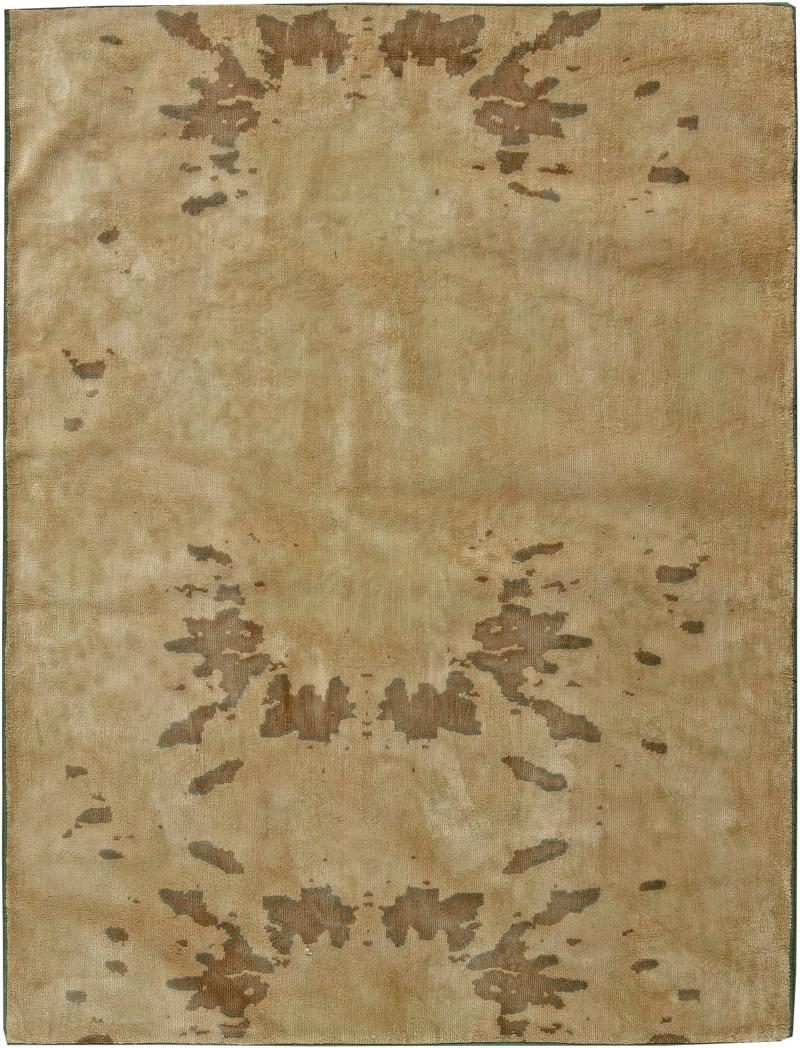 Doris Leslie Blau Collection Contemporary Chestnut Beige Hand Knotted Silk Rug