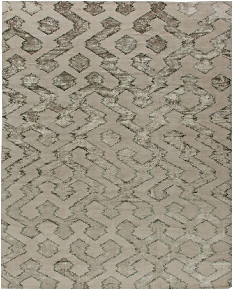 Doris Leslie Blau Collection Contemporary Silver Gray Hand Knotted Wool Silk Rug