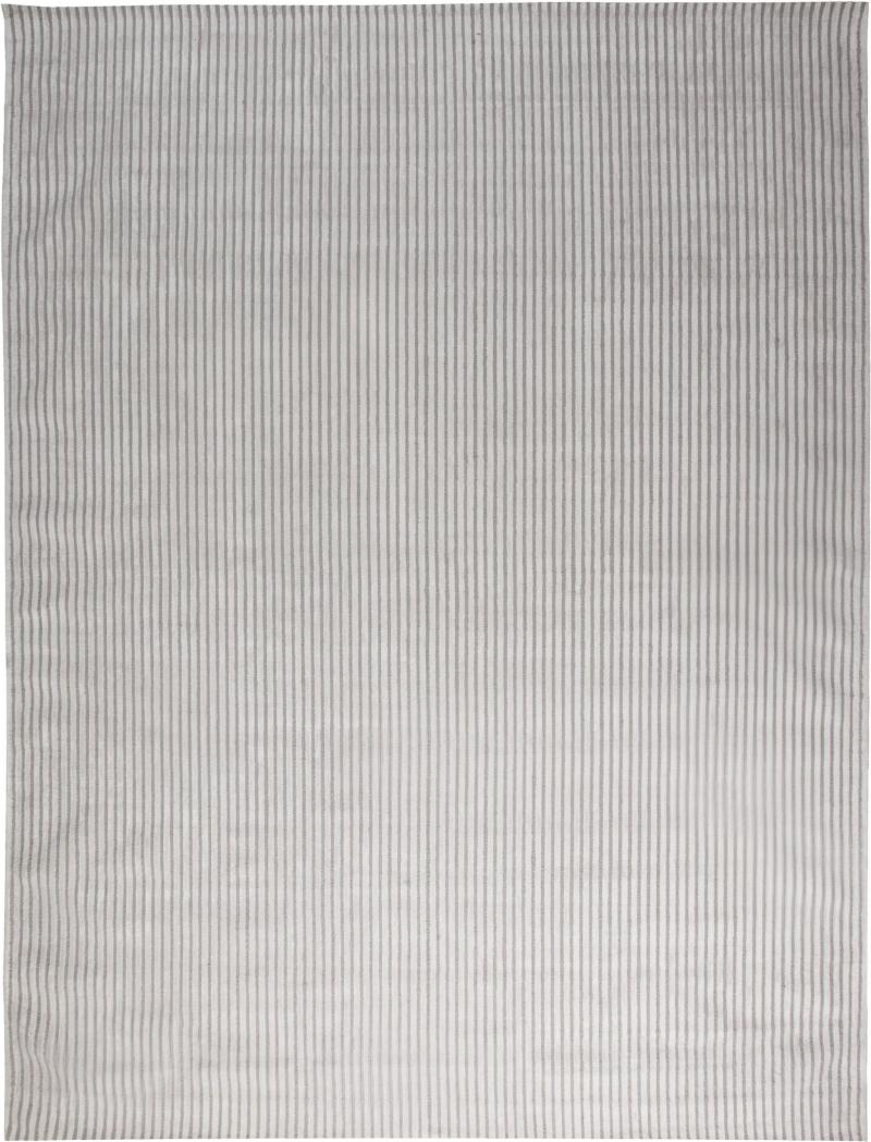 Doris Leslie Blau Collection Contemporary Striped Beige Gray Handmade Wool Rug