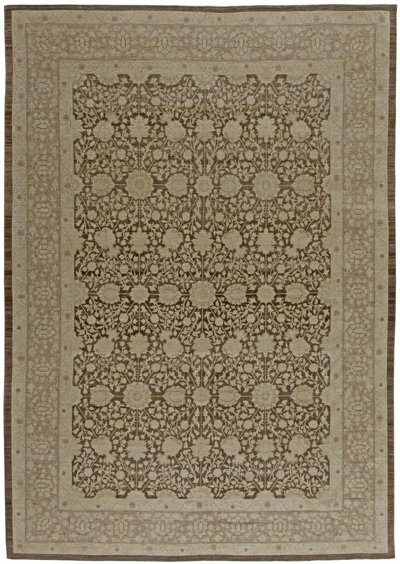 Doris Leslie Blau Collection Contemporary Tabriz Beige Brown Wool Rug