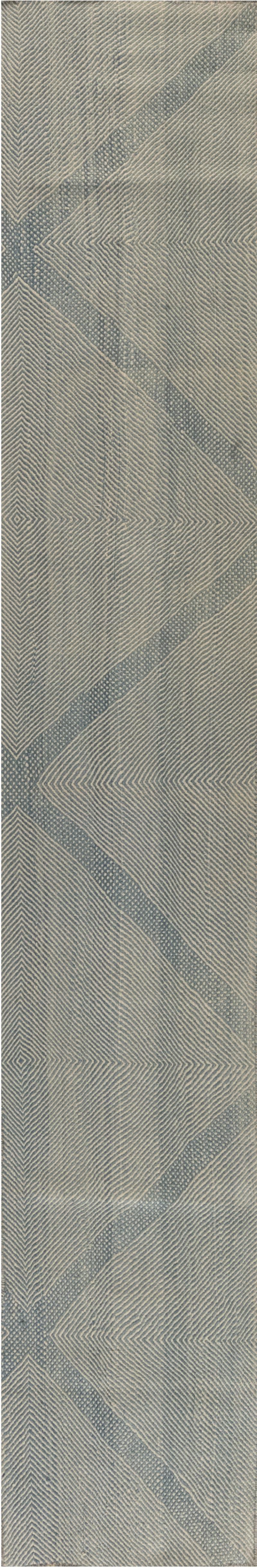 Doris Leslie Blau Collection Custom Flat Weave Blue Moroccan Style Runner