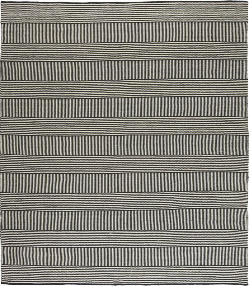 Doris Leslie Blau Collection Custom Flat Woven Wool Rug in Black White Stripes