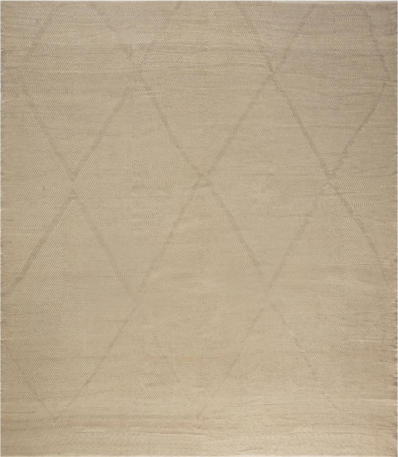 Doris Leslie Blau Collection Deux Diamond Beige and Brown Handmade Wool Rug