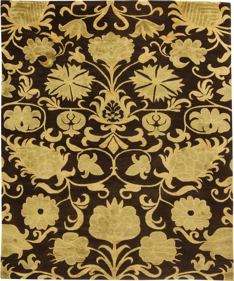 Doris Leslie Blau Collection European Inspired Gold Brown Handmade Wool Rug