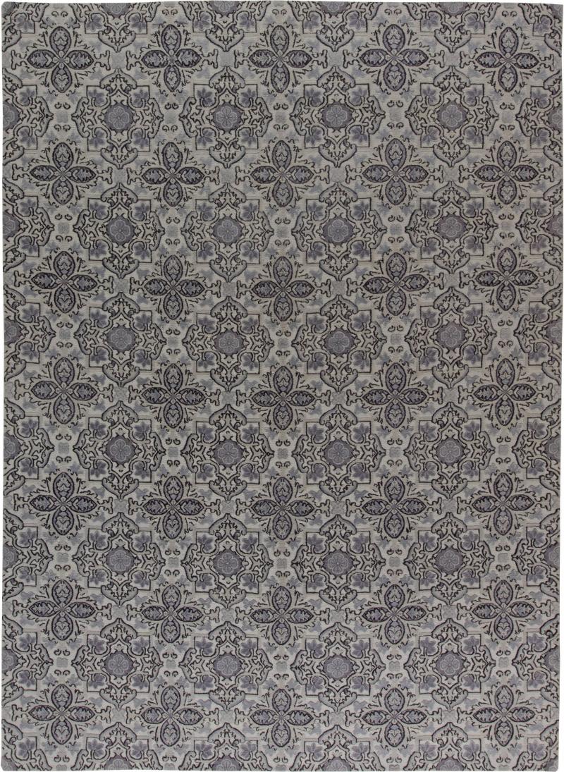 Doris Leslie Blau Collection European Inspired Tibetan Gray and Black Wool Rug