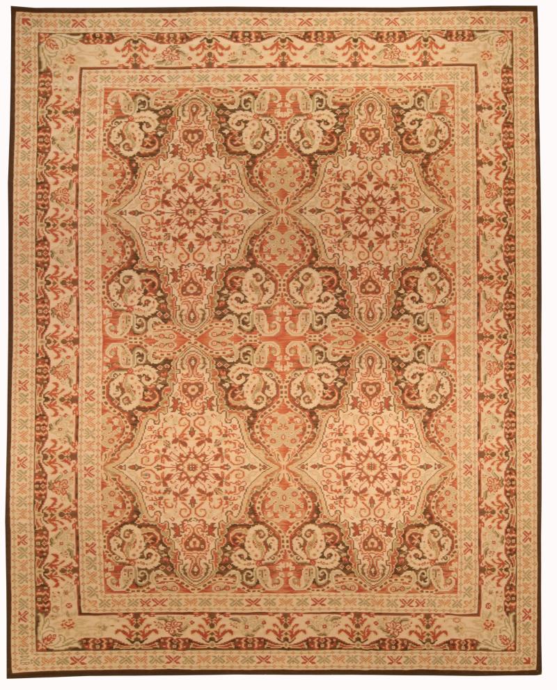 Doris Leslie Blau Collection Floral Bessarabian Style Beige Orange Wool Rug
