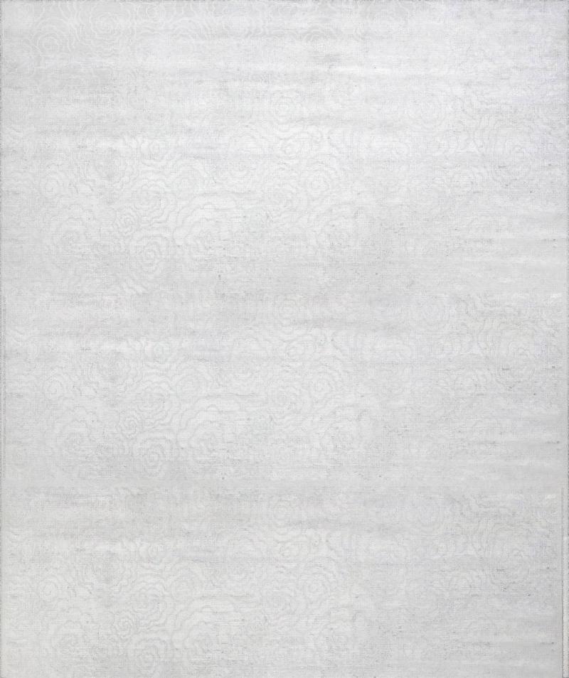 Doris Leslie Blau Collection High quality White Camelia Handmade Silk Rug