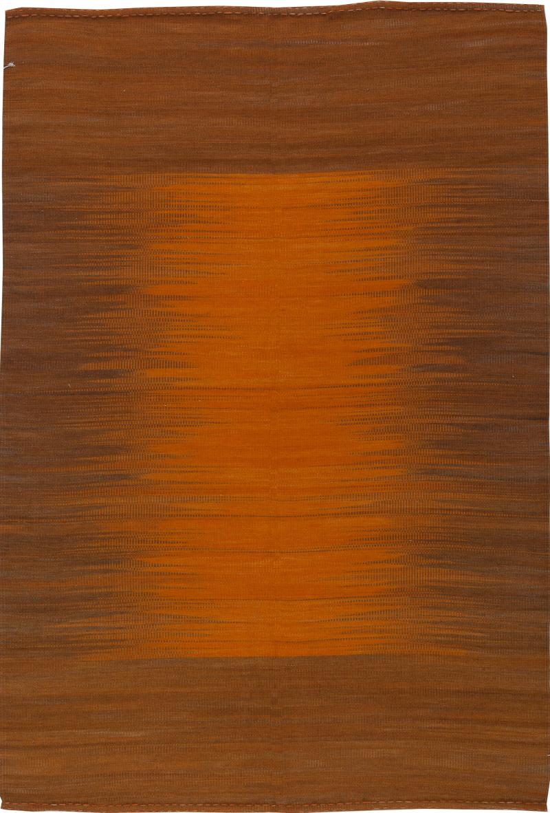 Doris Leslie Blau Collection Karatas Turkish Modern Orange Brown Bold Kilim Rug