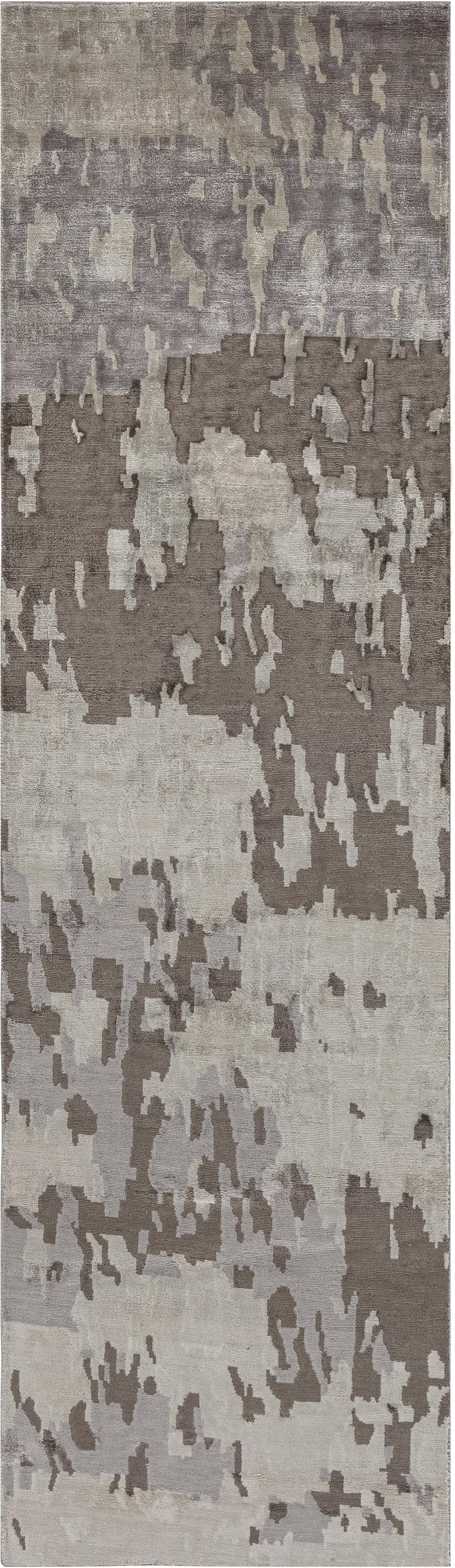 Doris Leslie Blau Collection Modern Abstract Silk Beige Brown Purple Runner